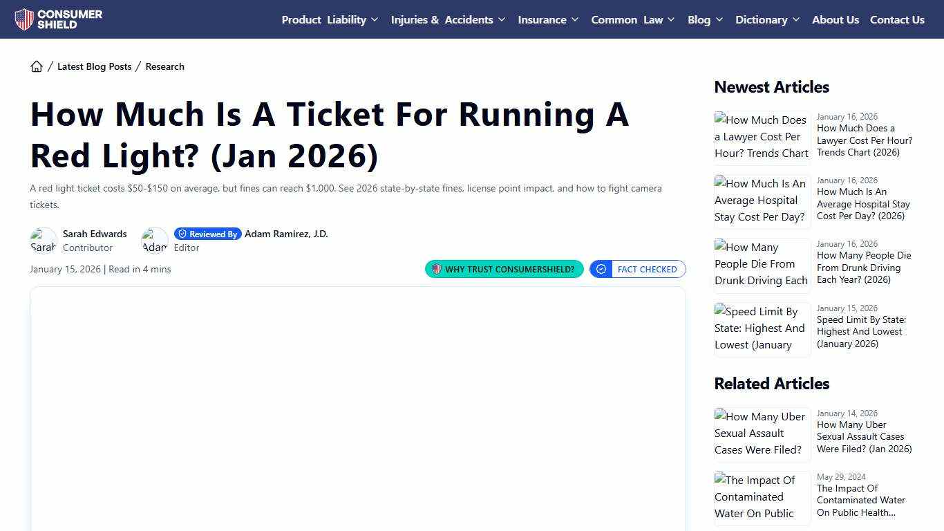 How Much Is A Ticket For Running A Red Light? (Jan 2026)