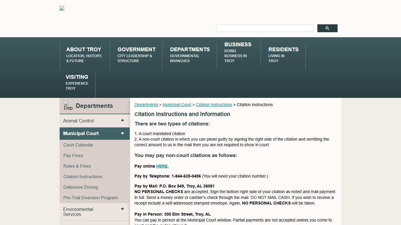 Citation Instructions - Troy, AL